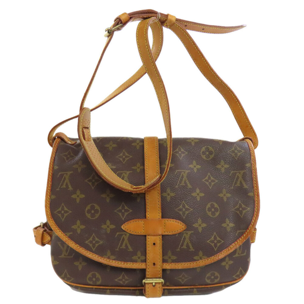 Louis Vuitton Saumur Canvas Bag Shoulder Monogram Brown